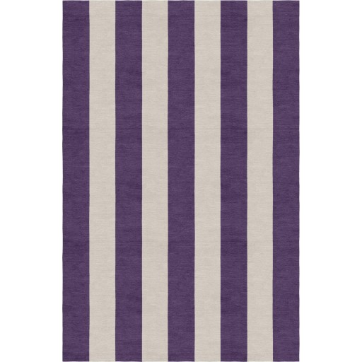 Handmade Silver Dark Violet VSAE12EN05 Stripe Rugs 5'X8'