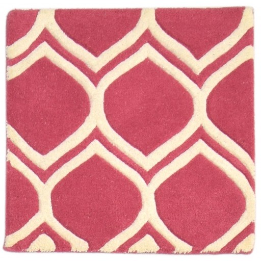 Modern Hand Tufted Wool Pink 2' x 2' Rug
