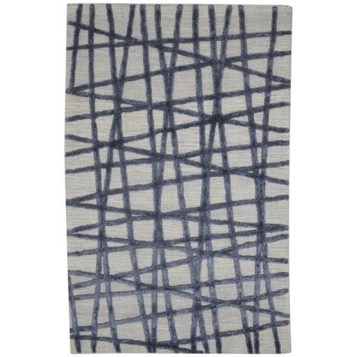 Modern Hand Tufted Wool / Silk (Silkette) Blue 5' x 8' Rug