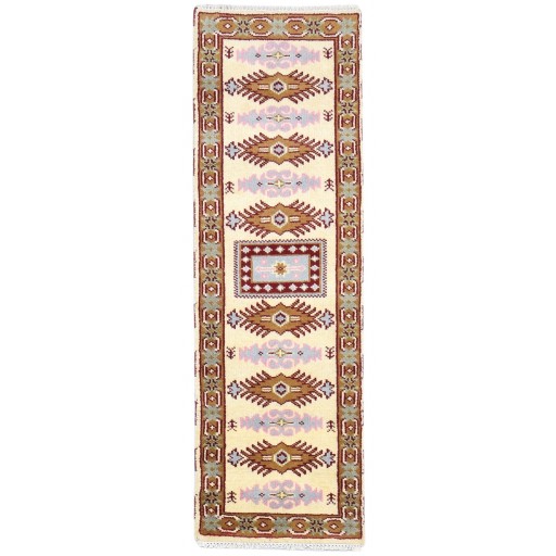 Traditional-Persian/Oriental Hand Knotted Wool Cream 2' x 6' Rug