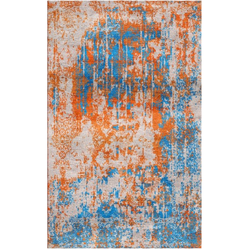 Crail Orange / Wedgewood Blue Silken Modern 8x10 Rug