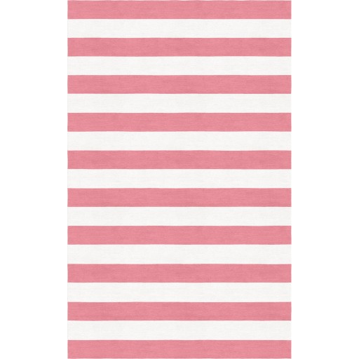 Handmade Pink White HSAO08AH12 Stripe Rugs 5'X8'