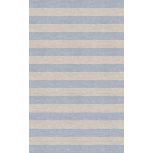 Handmade Silver Light Blue HSTR-1010  Stripe Rugs 5' X 8'