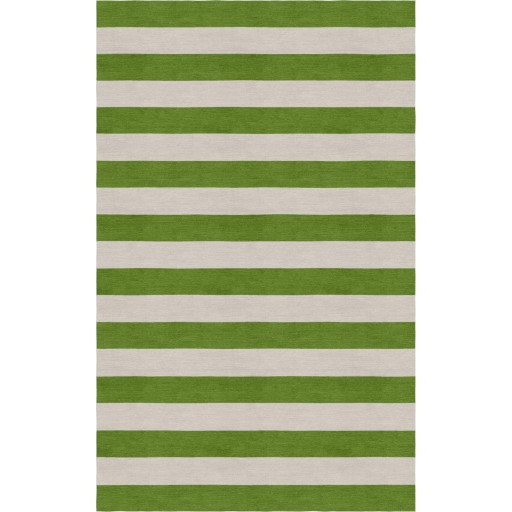 Handmade Silver Green HSTR-1012  Stripe Rugs 6' X 9'