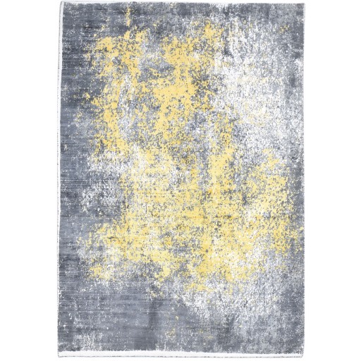 Modern Hand Woven Silk (Silkette) Yellow 5' x 7' Rug