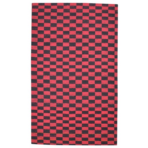 Modern Jacquard Loom Wool / Silk (Silkette) Red 4' x 7' Rug