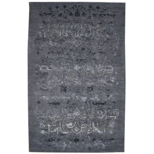 Traditional-Persian/Oriental Hand Tufted Wool / Silk Charcoal 5' x 8' Rug