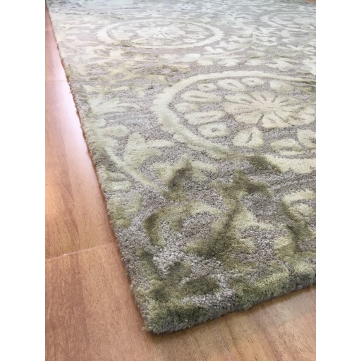 Handmade Wool Floral Charcoal/ Green 5x8 lt1018 Area Rug