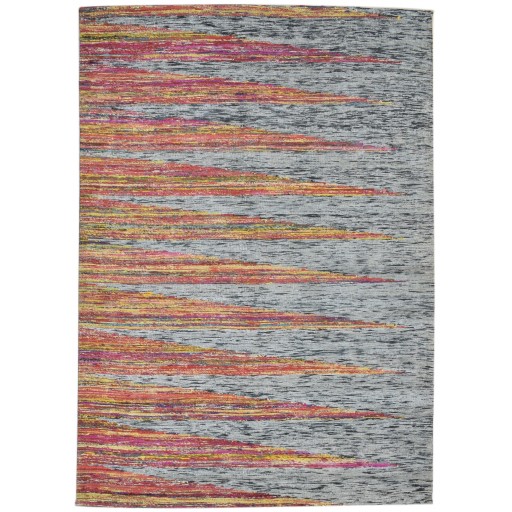 Modern Jacquard Loom Silk (Silkette) Red 5' x 8' Rug