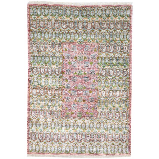 Traditional-Persian/Oriental Hand Knotted Silk Green 5' x 8' Rug