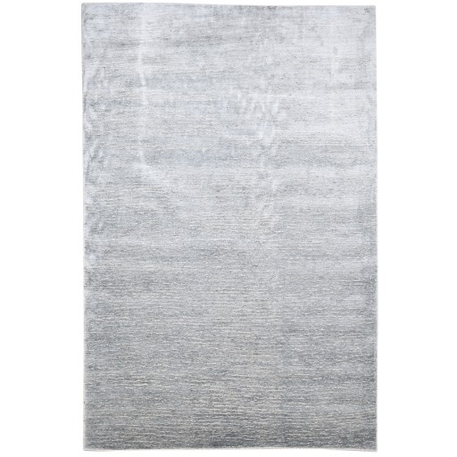 Modern Hand Knotted Wool / Silk (Silkette) Silver 6' x 9' Rug