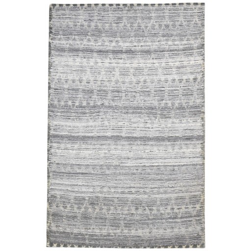 Modern Jacquard Loom Wool / Jute Dark Grey 5' x 9' Rug