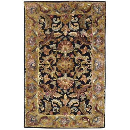 Traditional-Persian/Oriental Hand Tufted Wool / Silk (Silkette) Black 3' x 5' Rug