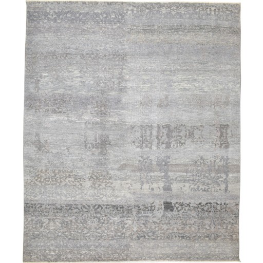 Modern Hand Knotted Wool Silk Blend Grey 8' x 10' Rug