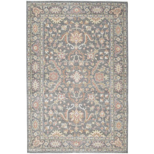 Traditional-Persian/Oriental Hand Knotted Wool Silk Blend Charcoal 6' x 9' Rug