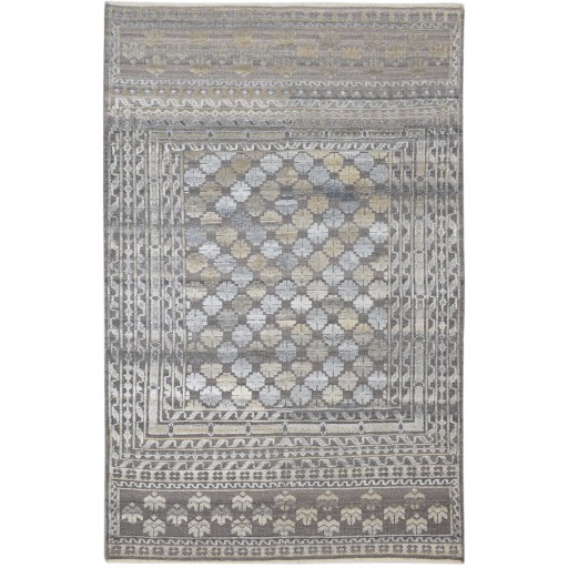 Transitional Hand Knotted Wool Silk Blend Charcoal 6' x 9' Rug