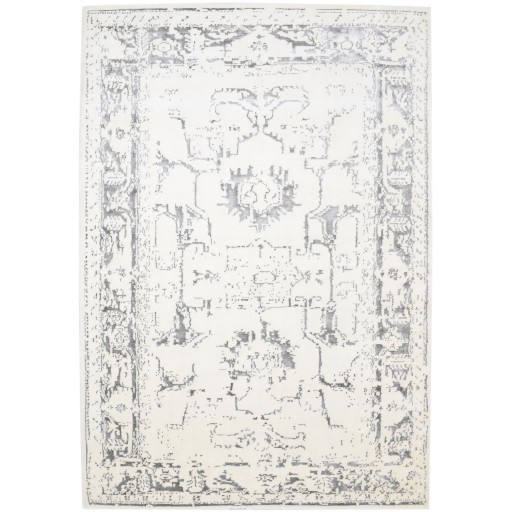 Modern Hand Knotted Wool / Silk Ivory 6' x 9' Rug