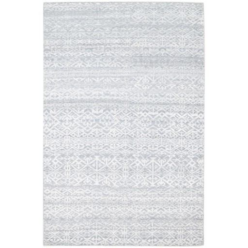 Modern Hand Knotted Wool Silk Blend Grey 5' x 8' Rug