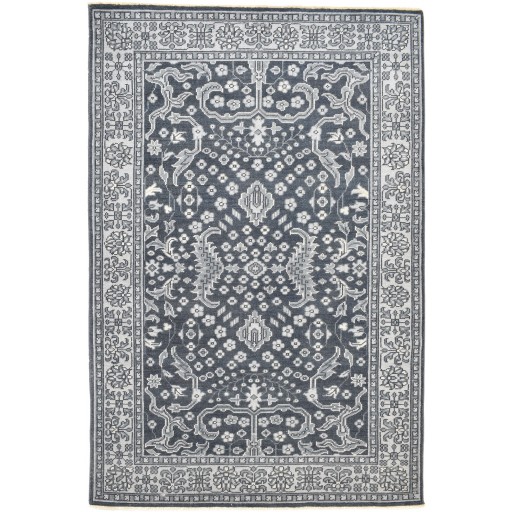 Traditional-Persian/Oriental Hand Knotted Wool Black 6' x 9' Rug