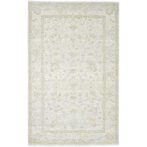 Traditional-Persian/Oriental Hand Knotted Wool Silk Blend Beige 5' x 8' Rug