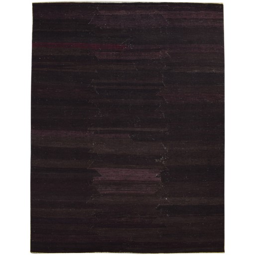 Modern Hand Knotted Wool Charcoal 8' x 11' Rug