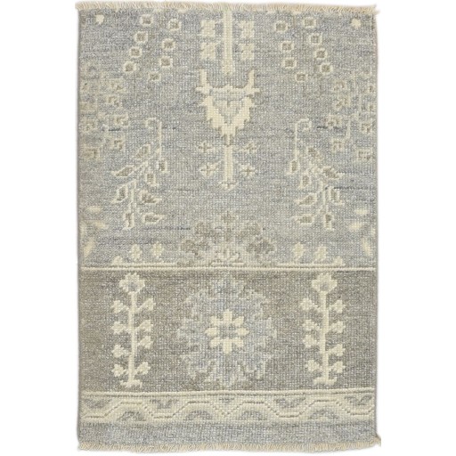 Traditional-Persian/Oriental Hand Knotted Wool Silk Blend Grey 2' x 3' Rug