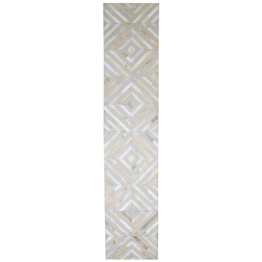 Modern Hand Woven Leather / Cotton Grey 2'6 x 12' Rug