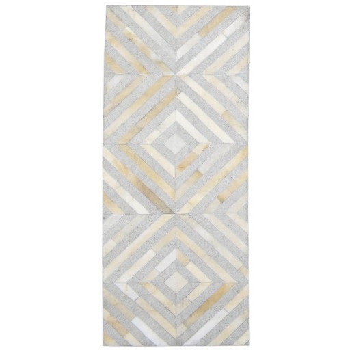Modern Hand Woven Leather / Cotton Grey 2'6 x 6' Rug
