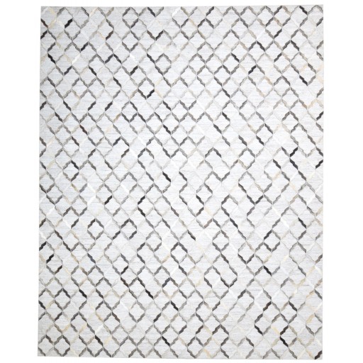 Modern Hand Woven Leather / Cotton Grey 8' x 10' Rug