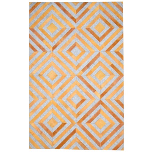 Modern Hand Woven Leather / Cotton Gold 5' x 8' Rug