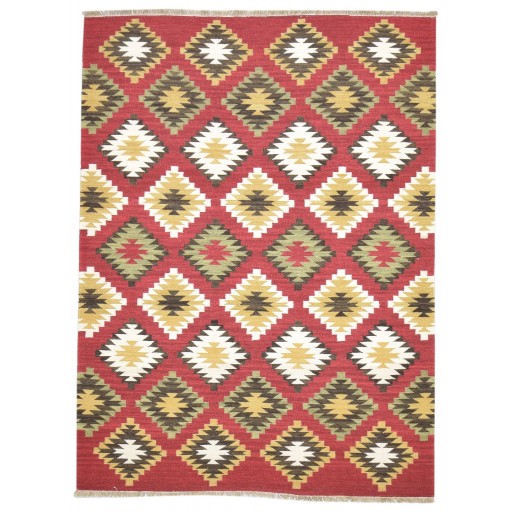 Traditional-Persian/Oriental Dhurrie Wool Red 5' x 7' Rug