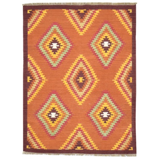 Traditional-Persian/Oriental Dhurrie Wool Rust 5' x 7' Rug