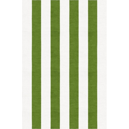 Handmade White Green VSAH12CL03 Stripe Rugs 5'X8'