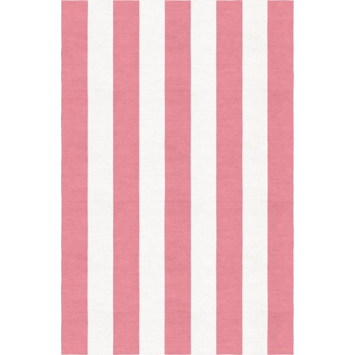 Handmade Pink White VSAO08AH12 Stripe Rugs 5'X8'