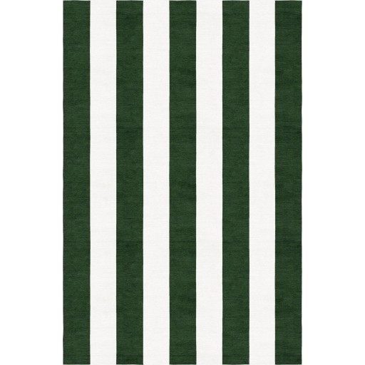 Handmade Dark Green White VSCS05AH12 Stripe Rugs 6'X9'