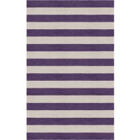 Handmade Silver Dark Violet HSAE12EN05 Stripe Rugs 6'X9'