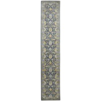 Traditional-Persian/Oriental Hand Tufted Wool Blue 2' x 12' Rug
