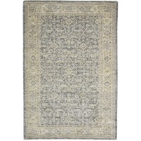 Modern Jacquard Loom Wool Silk Blend Dark Grey 5' x 8' Rug