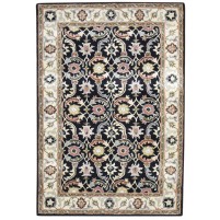 Traditional-Persian/Oriental Hand Tufted Wool Black 4' x 6' Rug