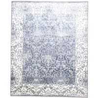 Traditional-Persian/Oriental Hand Knotted Silk Charcoal 8' x 10' Rug