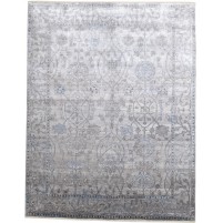 Traditional-Persian/Oriental Hand Knotted Silk Grey 8' x 10' Rug