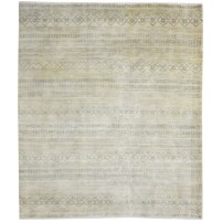Modern Hand Knotted Wool Sand 8' x 9' Rug