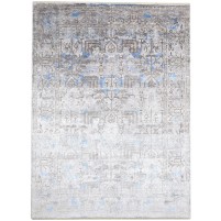 Traditional-Persian/Oriental Hand Knotted Silk Grey 9' x 12' Rug