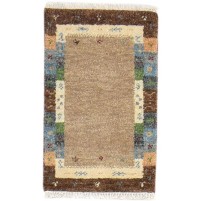 Traditional-Persian/Oriental Hand Knotted Wool Beige 1' x 2' Rug