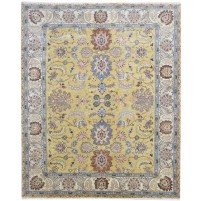 Traditional-Persian/Oriental Hand Knotted Wool Gold 8' x 10' Rug