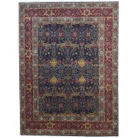 Traditional-Persian/Oriental Hand Knotted Wool Blue 9' x 12' Rug