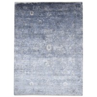 Traditional-Persian/Oriental Hand Knotted Silk Dark Grey 7' x 10' Rug
