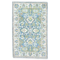 Traditional-Persian/Oriental Hand Knotted Wool Blue 3' x 5' Rug