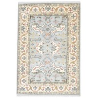 Traditional-Persian/Oriental Hand Knotted Wool Blue 4' x 6' Rug