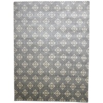 Modern Hand Knotted Wool Green 9' x 11' Rug